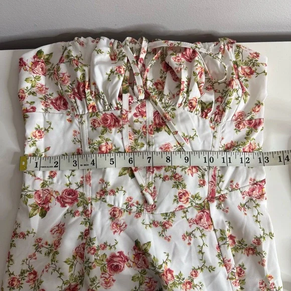 Commense Rosebud Floral Midi Sundress White Pink Slit Corset Small NWT - Picture 15 of 15